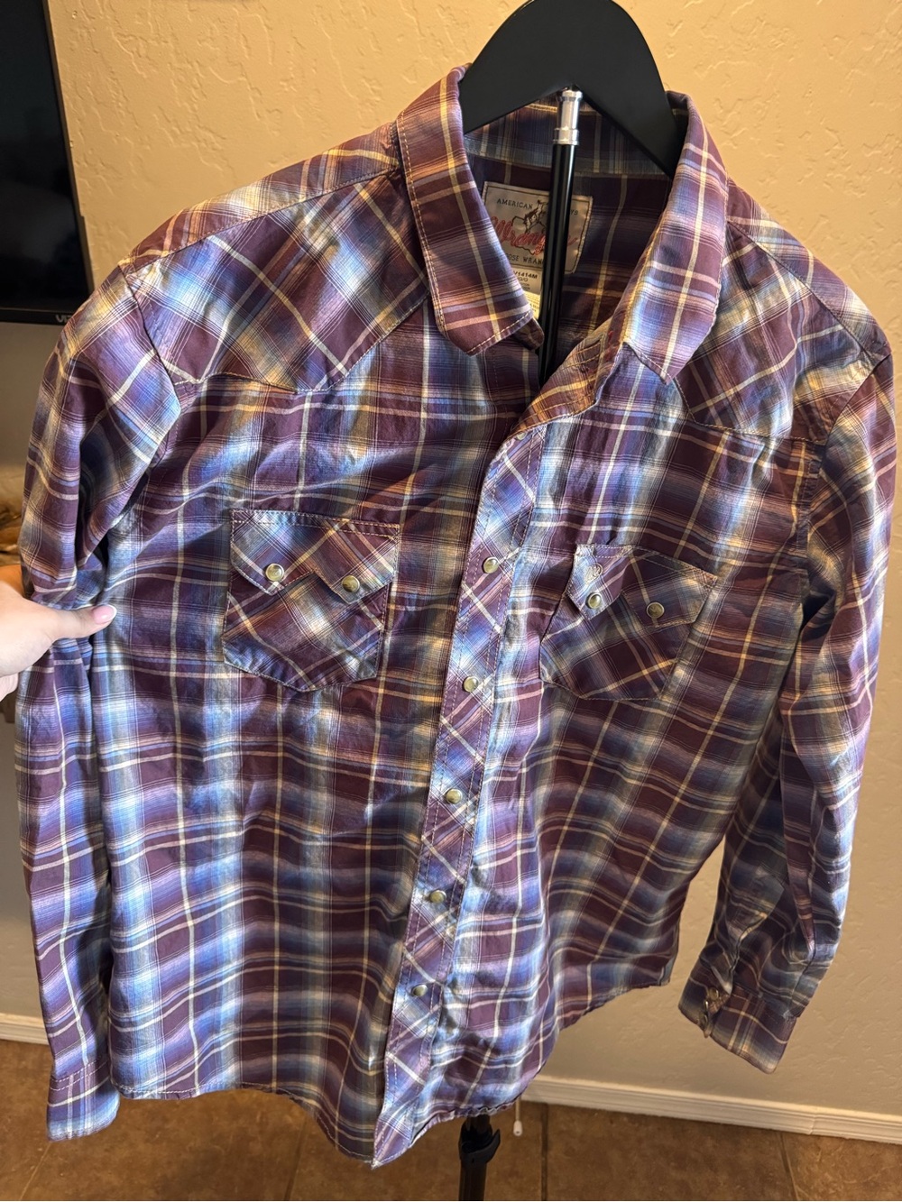 Wrangler Western Plaid Button-Up Shirt with Pearl Snap on